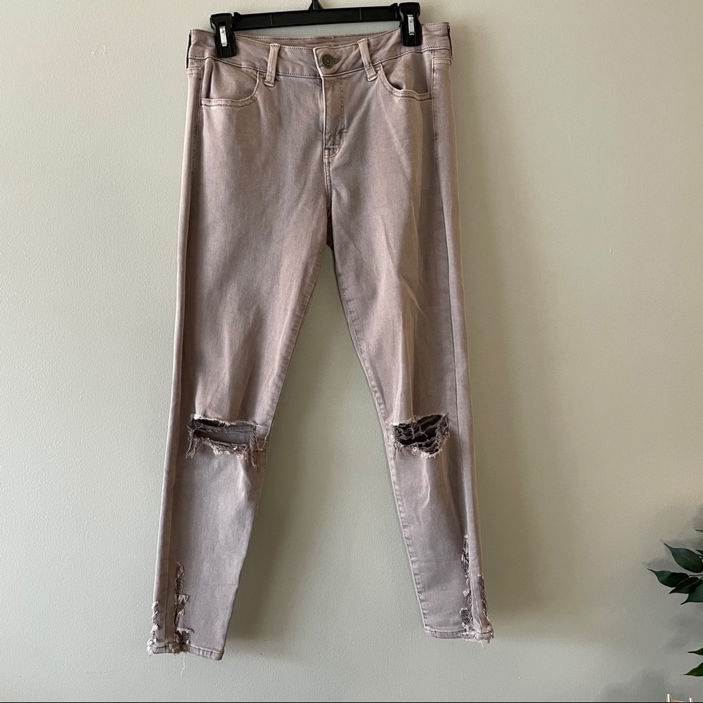 American Eagle purple ripped jegging jeans